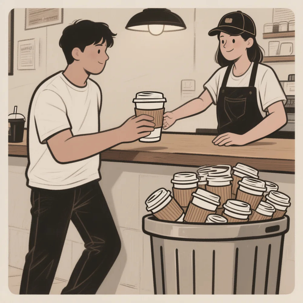 Bring a reusable coffee cup — One possibility